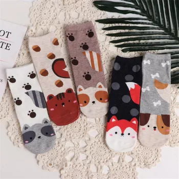 

Hot sell Cute Animal print Fashion Women Cartoon Socks Fashion Casual Dog Fox Winter Autumn Cotton Christmas Socks Drop shipping