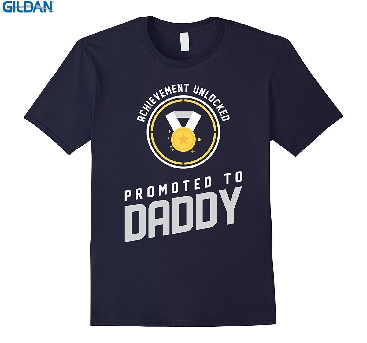 

GILDAN 100% Cotton O-neck custom printed T-shirt Mens Funny Promoted To Daddy T-Shirt Gamer Achievement Unlocked