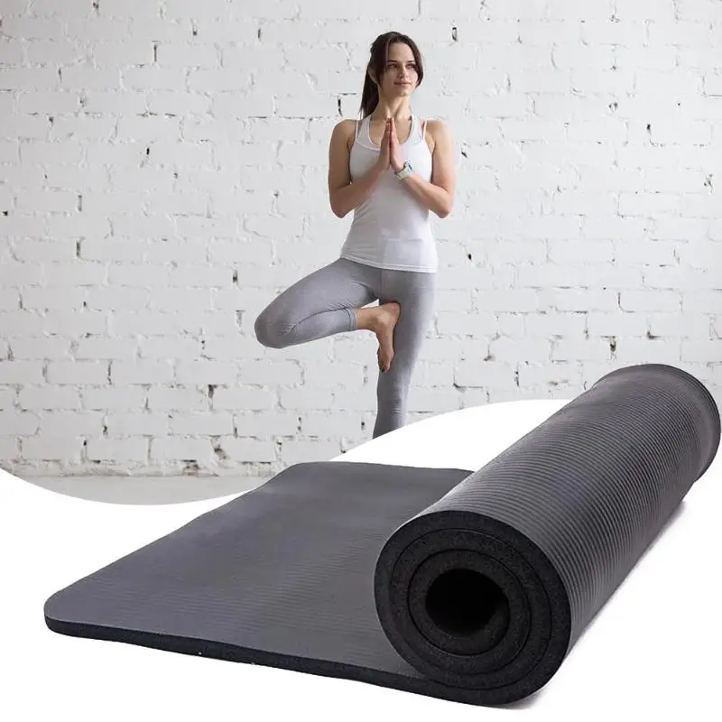 

15mm Thick NBR Pure Color Anti-skid Yoga Mat 183x61x1.5cm Black Weight loss shaping Outdoor Indoor Yoga Fitness Equipment