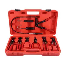Jeu de pinces à serrage pour tuyau Flexible, 9 pièces, outil à main utile, mâchoire pivotante, bande coudée plate, outils automobiles, jeu de forets