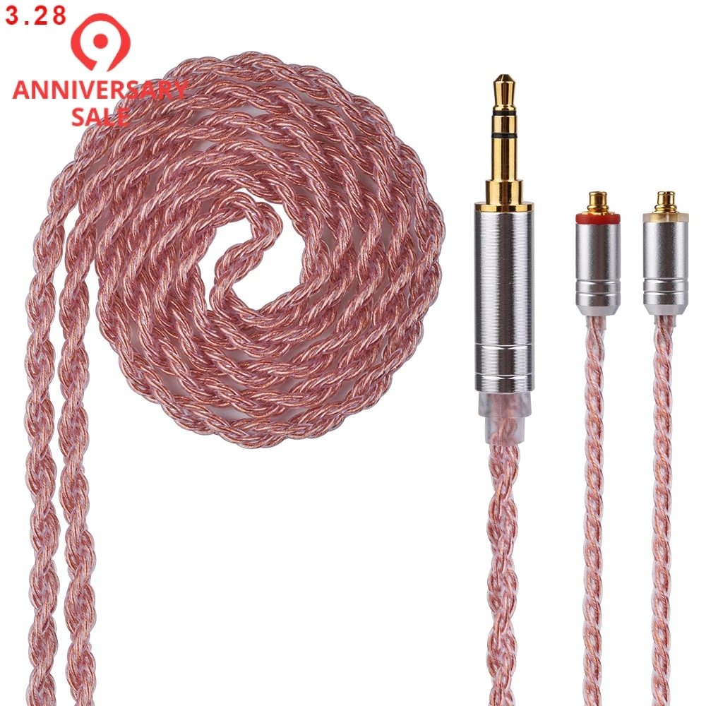 

For QT2 KZ zst/zs6/zsr/zs10/ed16 Yinyoo 6 Core 2.5/3.5/4.4mm Balanced Copper Plated Cable Earphone Upgrade Cable With MMCX/2Pin