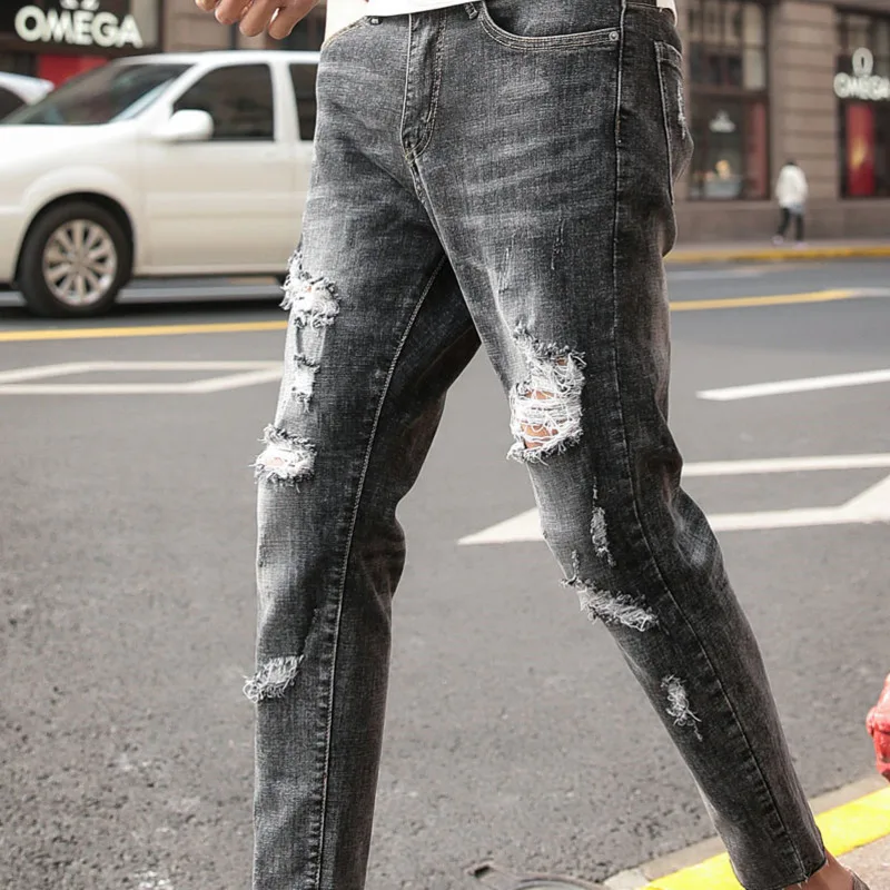 Autumn New Jeans Men Slim Fashion Washed Retro Streetwear Hip Hop Tear Hole Denim Pants Man Casual Cowboy Trousers Male Clothes Autumn New Jeans Men Slim Fashion Washed Retro Streetwear Hip Hop Tear Hole Denim Pants Man Casual Cowboy Trousers Male Clothes
