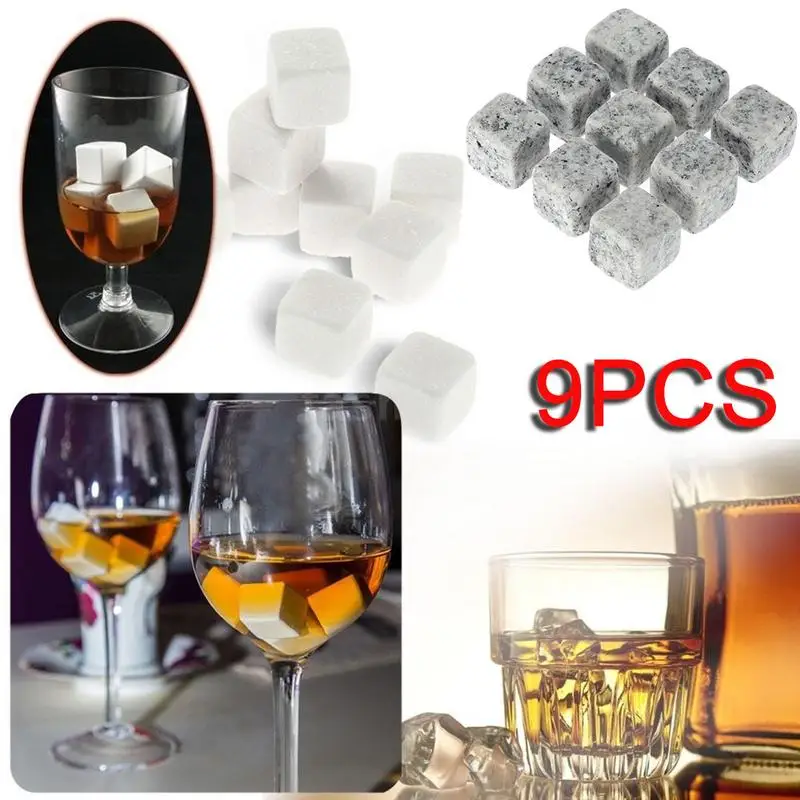 

9 PCS/ Set Beer Wine Whiskey Ice Cool Down Stones Cubes Coolers