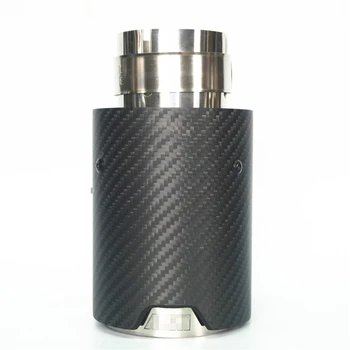 

Universal Matte Black 100% Real Carbon Fiber Car Exhaust End Tips for BMW 63mm in, 93mm out with Logo