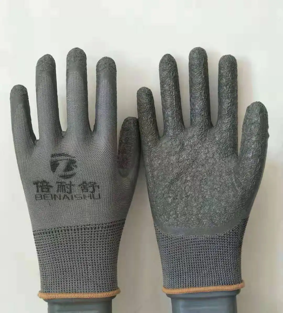 

Times nai shu Nylon Wrinkles Gloves Latex Wrinkles Gloves Non-Slip Wear-Resistant Rubber Gloves Labor Insurance Gloves