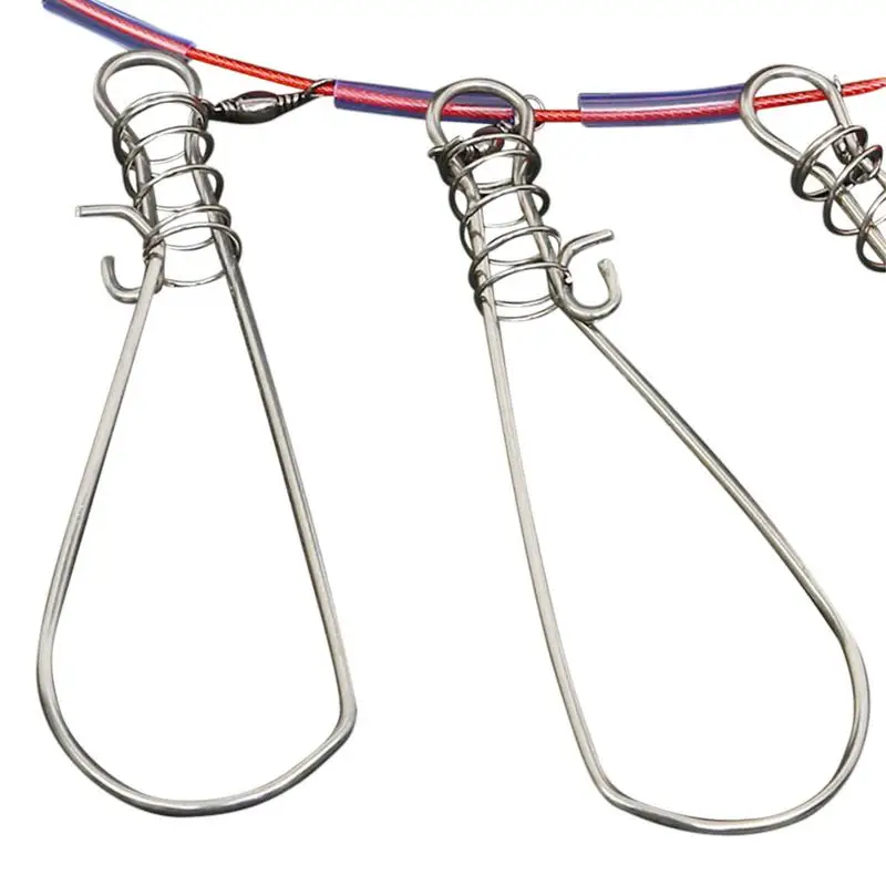 Stainless Steel Fishing Lock Heavy Duty Fishing Stringer 5 Hook Snaps