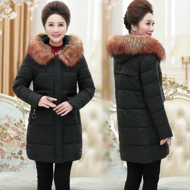 Новая зимняя куртка для женщин среднего возраста верхняя одежда с капюшоном тонкий хлопковой подкладкой высокое качество женское пальт