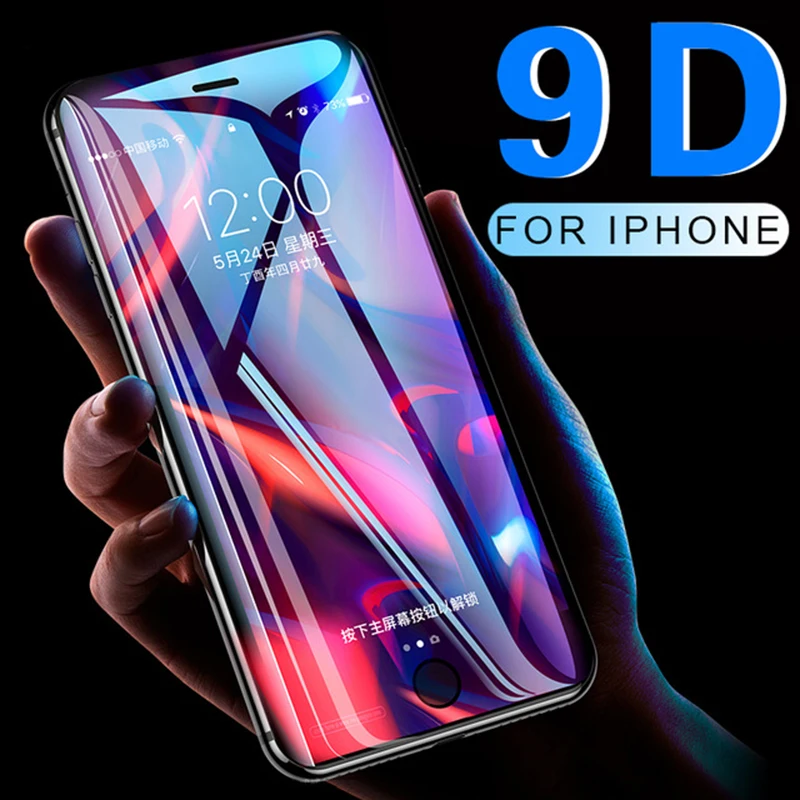 9D Full Cover Tempered Glass For IPhone 7 8 6S 6 Plus X XS Max XR LCD