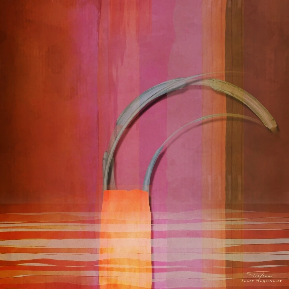 Abstract right bow on red Poster Print by Joost Hogervorst (24 x 24) | Дом и сад