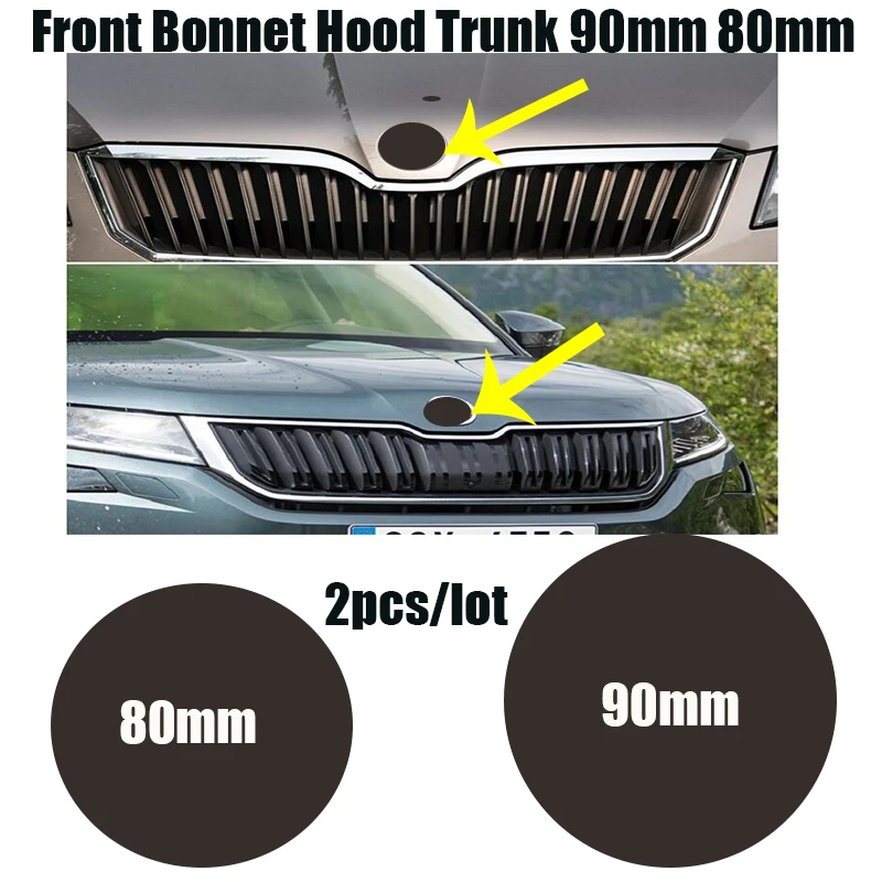 

For skoda 90mm/80mm Emblem glossy black&silver Badge Front Rear Bonnet Hood Trunk LOGO For FABIA OCTAVIA RAPID ROOMSTER YETI