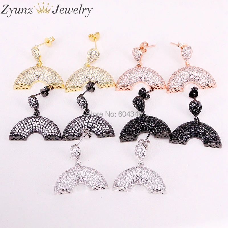 

5 Pairs ZYZ325-9986 CZ Micro Pave Flower with Cap for Earring Making, Earring Cap, Findings