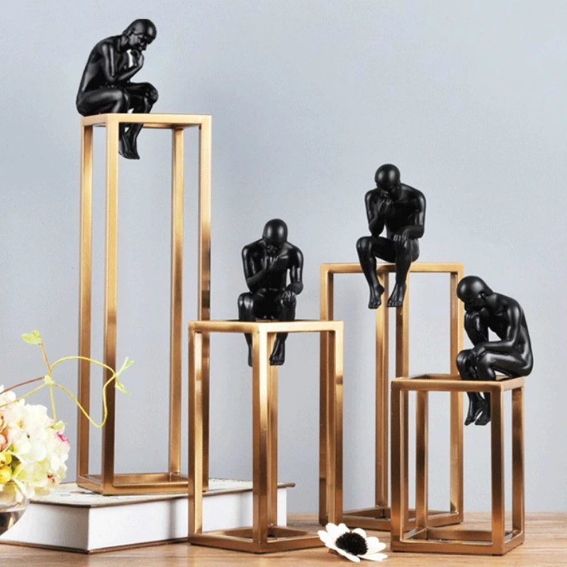 المنزل الديكور الزخرفية المفكر تمثال صغيرة نموذج الإبداعية زينة مكتب دراسة خزانة الفولاذ المقاوم للصدأ الحرف الحلي