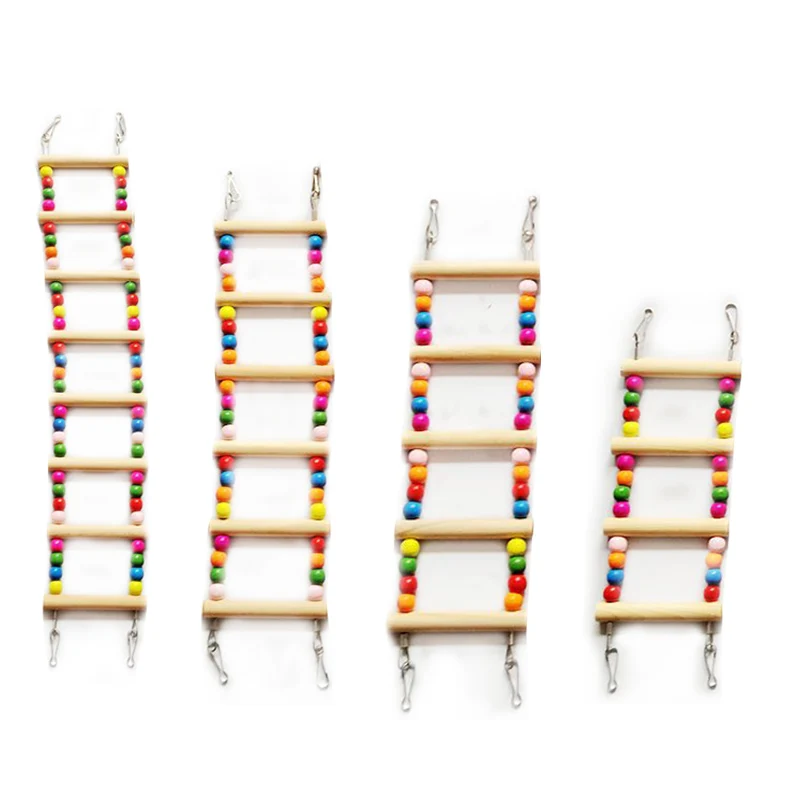 Colorful Parrot Pet Bird Wood Ladder Climb Cableway Hamster Toys Rope Parrot Bites Harness Cage Parakeet