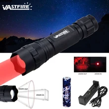 Водонепроницаемый красный тактический охотничий фонарь 1 Режим Фонарь с регулируемым светом 300 ярдов+ дистанционный переключатель давления+ крепление+ перезаряжаемый аккумулятор