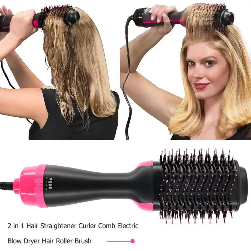 

2 in 1 Hair Straightener Curler Comb Electric Blow Hair Dryer Roller Brush Comb Household DIY Hair Styling Tools EU Plug