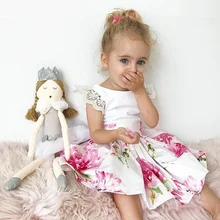 Детское кружевное платье с цветочным принтом для маленьких девочек 2-7 лет, сарафан, вечерние платья