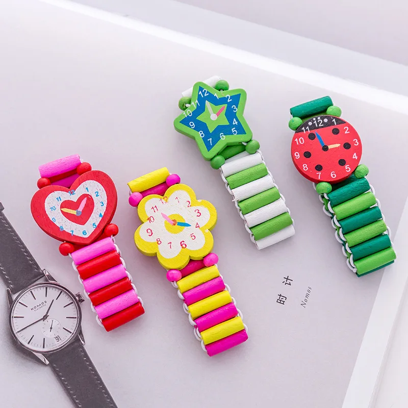 Wooden Handicrafts Toys For Children Learning Education Cartoon Watches/Time Nixie Clock Oyuncak Funny Present Multicolor | Игрушки и