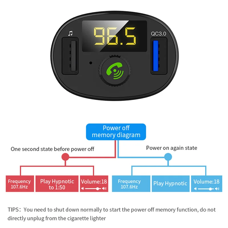 MP3 плеер JONSNOW автомобильное USB быстрое зарядное устройство QC3.0 Bluetooth FM модулятор