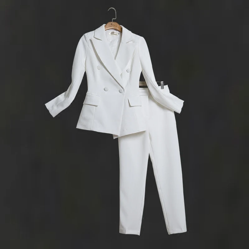 Black Friday Women white Slim Pant Suits Female suit dress Notch Lapel Women's Business Office Tuxedos Jacket+Pants Ladies Suit