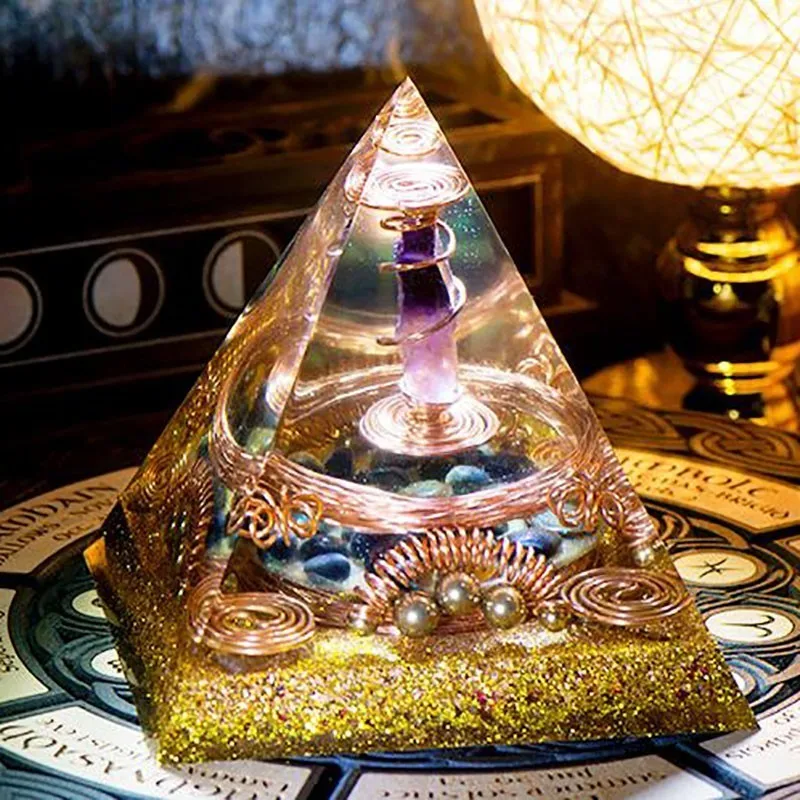 Пирамида из натурального кристалла AURA REIKI Orgonite магнитное поле конвертер изгонние