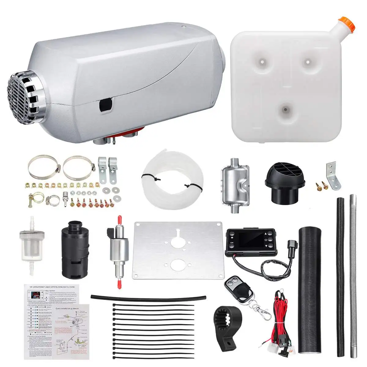 

12V 5KW Diesels Heater Car Heater Alloy Case Electric Air Parking Heater Timing LCD Switch Remote Control Silencer 10L Fuel Tank