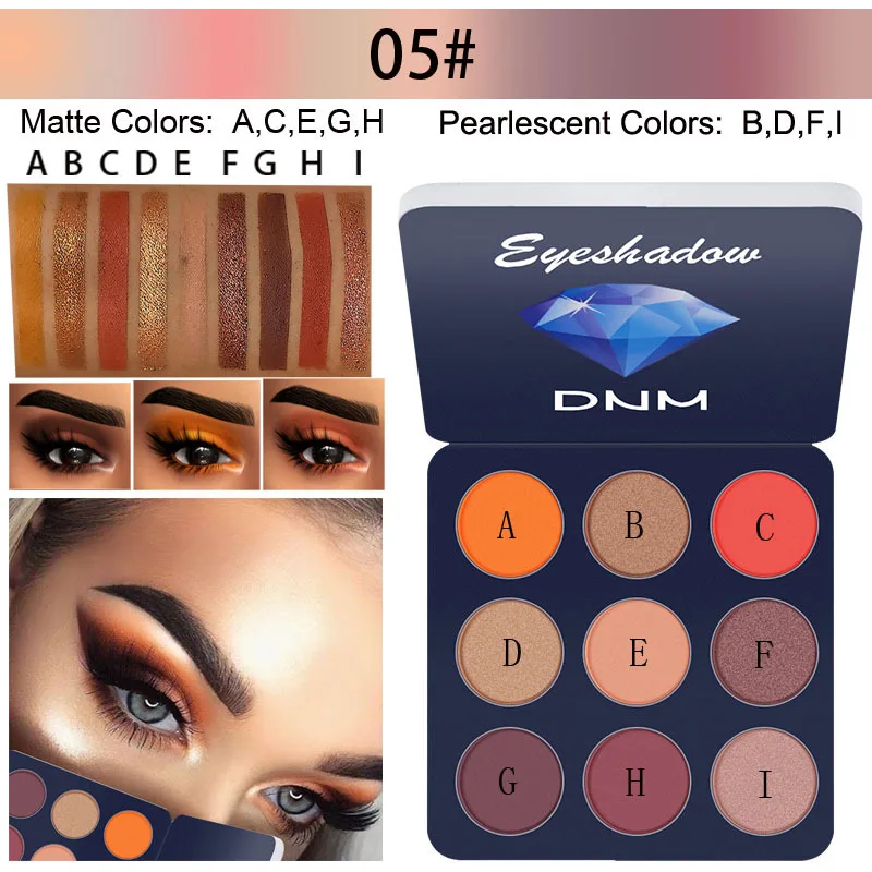 

Makeup Eyeshadow Palette 9 Color Shimmer Matte Nude Eye Shadow Pigments Glitter Eyeshadow Smoky Makeup TSLM2