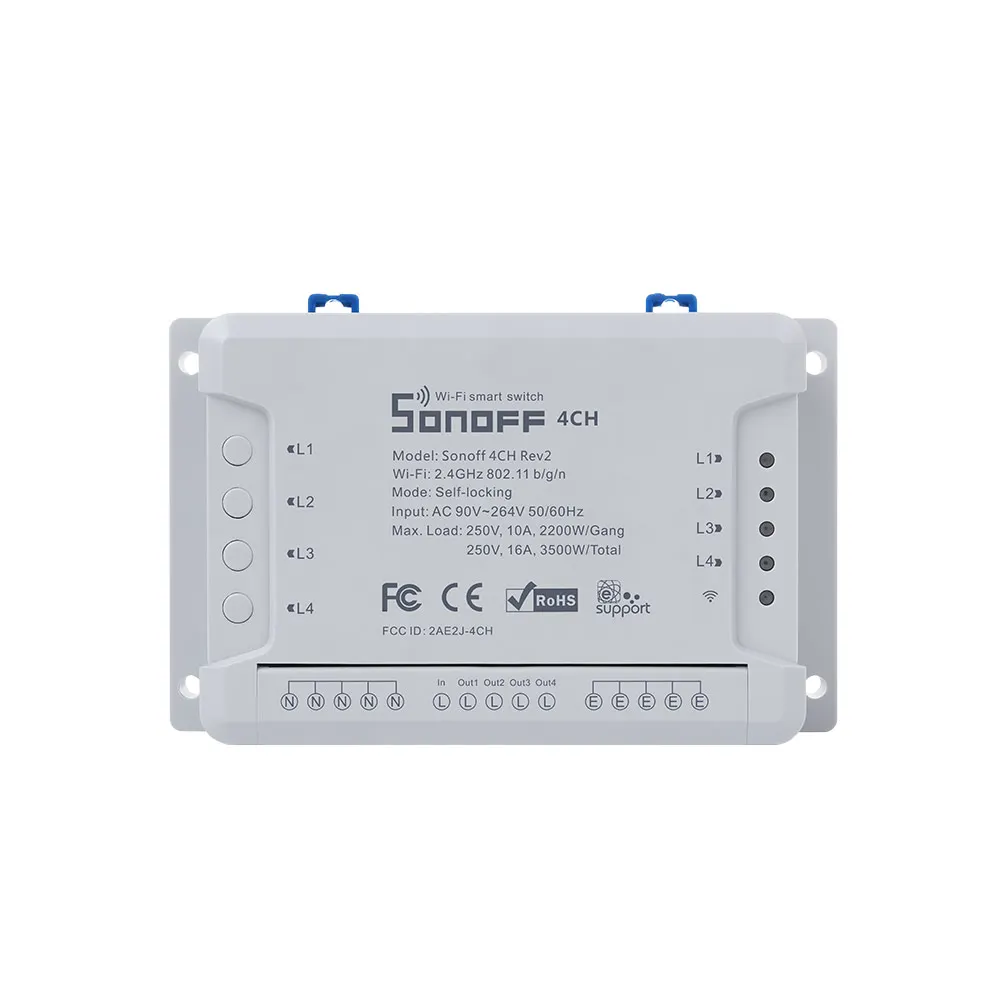 

Factory Sonoff 4CH R2 Smart Wifi Switch Universal type 4 gang 4 channel DIY automation domotic works with Alexa Google Home