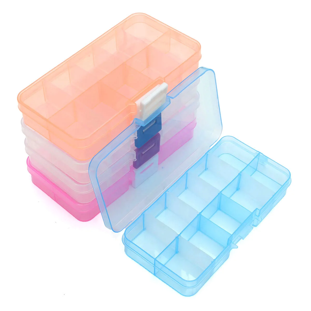 

12.5x6.2x2cm Adjustable 10 Compartment Fishing Tackle Lure Hook Bait Storage Box Case Sea Fishing Tackle Accessory Tools
