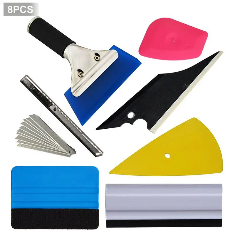  8 PCS/Set Car Glass Protective Film Car Window Wrapping Tint Installing Tool Including Squeegees Sc