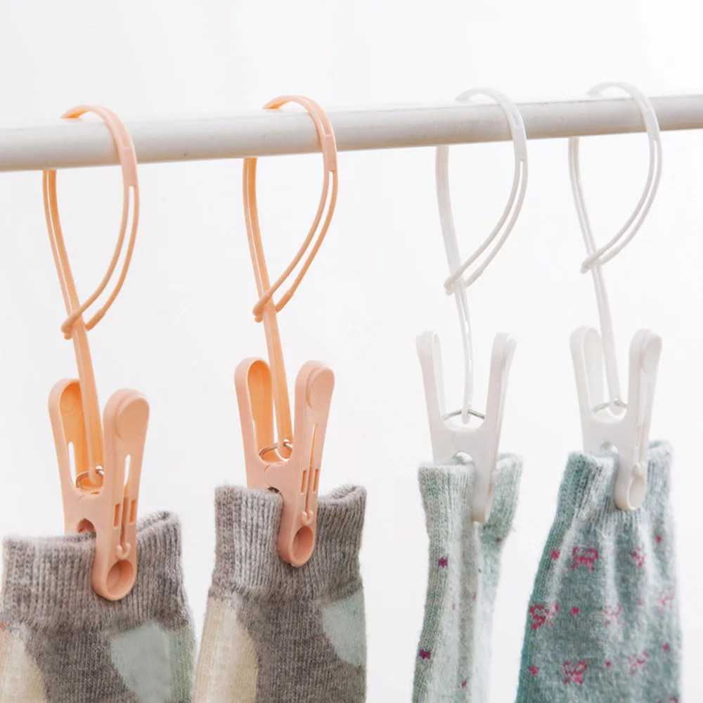 

12 Pcs Mixed Color Plastic Clothes Pegs Storage Clip Portable Home Hangers For Prevent The Wind Clothes Drying Rack Towel Clothe