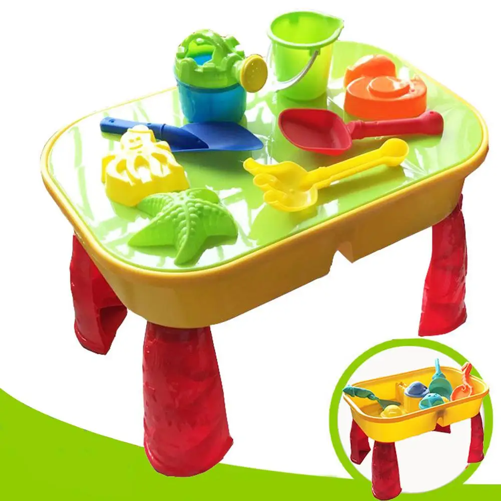 

Kids Sand Pit Set Beach Sandpit Table Water Play Spade Tool Toy Play Home Beach Table Toys Water Puzzle Toys Summer Fun