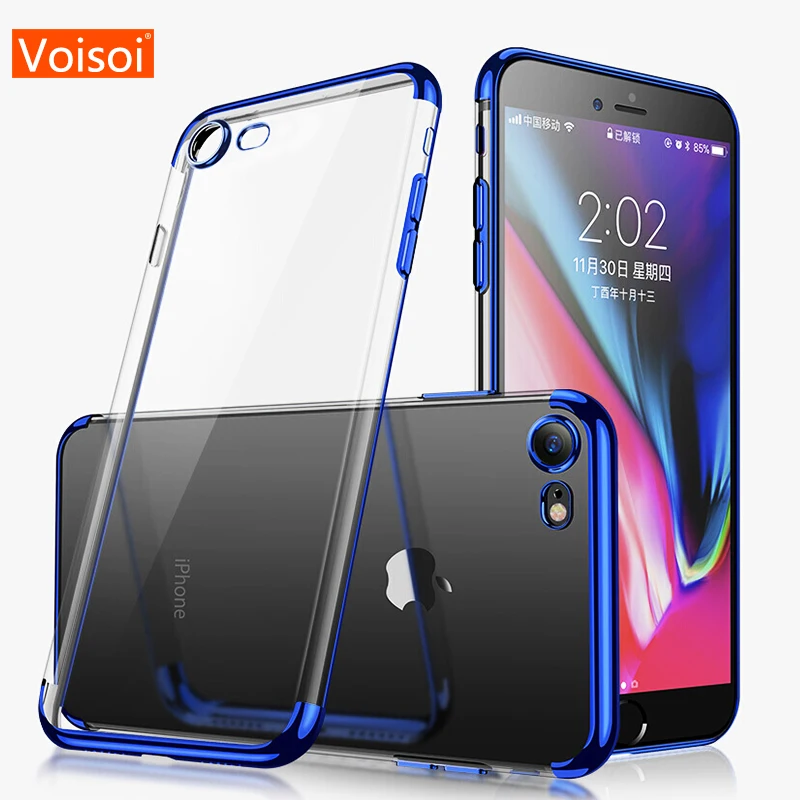 

Luxury Plating Clear Case For iPhone X Xr Xs Max Cases Transparent Silicon Phone For iPhone 6 S 7 8 Plus Soft TPU Back Cover
