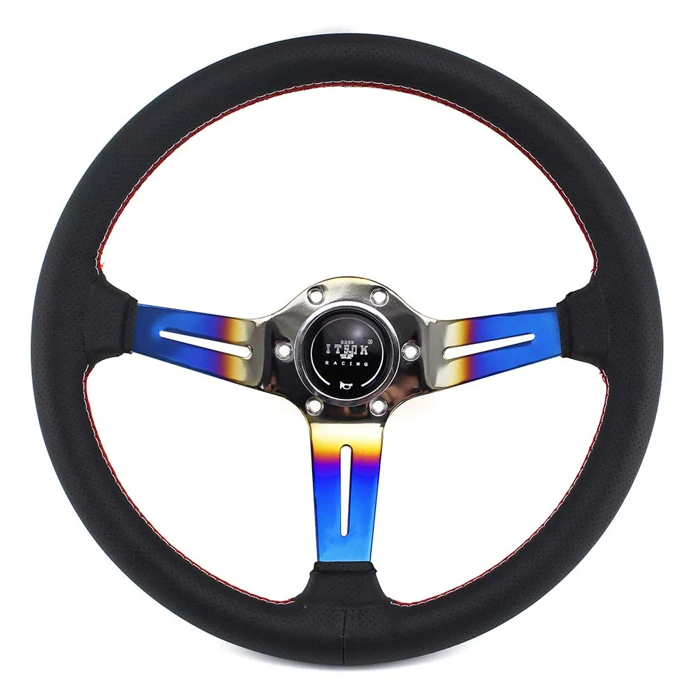 

Universal 14inch Burnt Blue Genuine Leather Steering Wheels