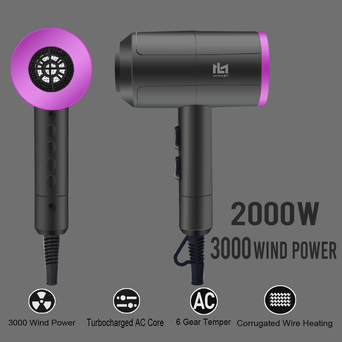 

2000W Professional Salon Hot Air Styler Electric HairDryer Hairdressing 3heat 2Speed Multifunctional Styling Tools Fast Straight