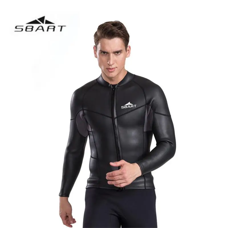 

2MM Long Sleeve Neoprene Wetsuit Men Top Sunscreen UV Smoothskin Jacket For Swimming Jumpsuit Surfing Diving Shirt Wetsuit