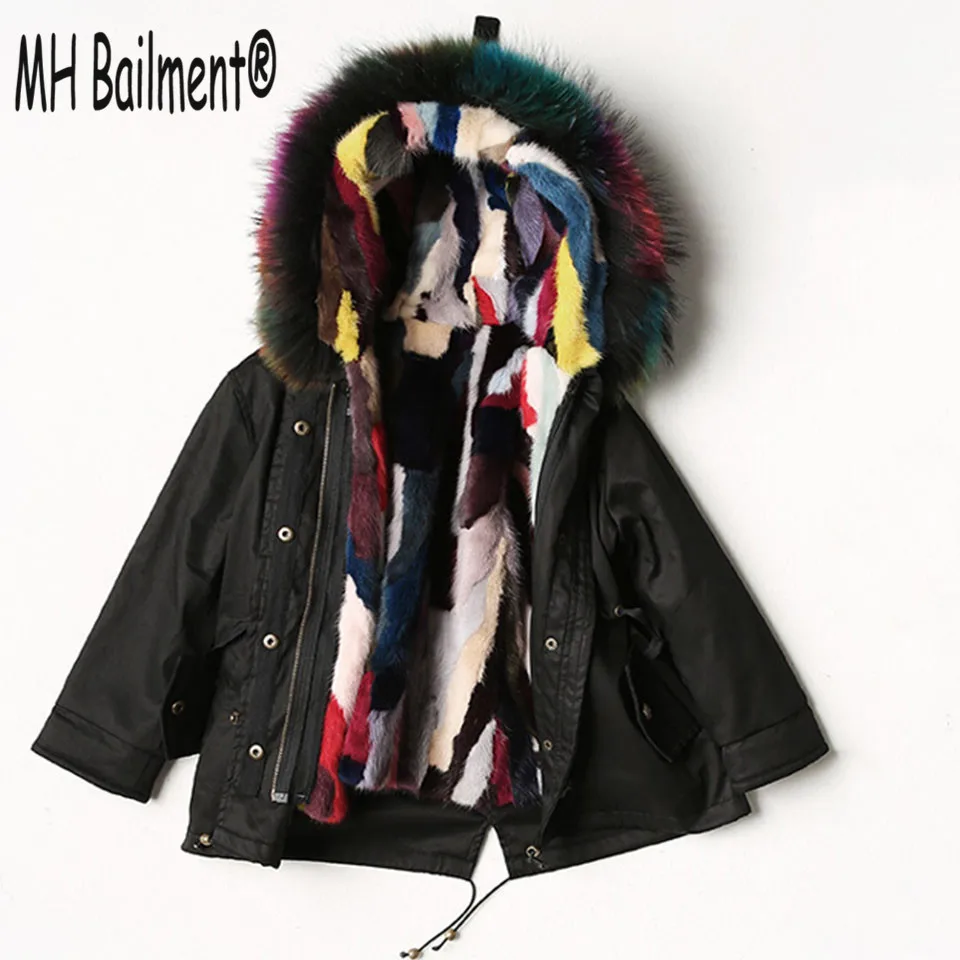 

Children Army Coat Kids Real Mink Fur Remove Liner Clothing Winter Parkas Hooded Coat Boys Girls Warm Thick Outerwear JacketC#9