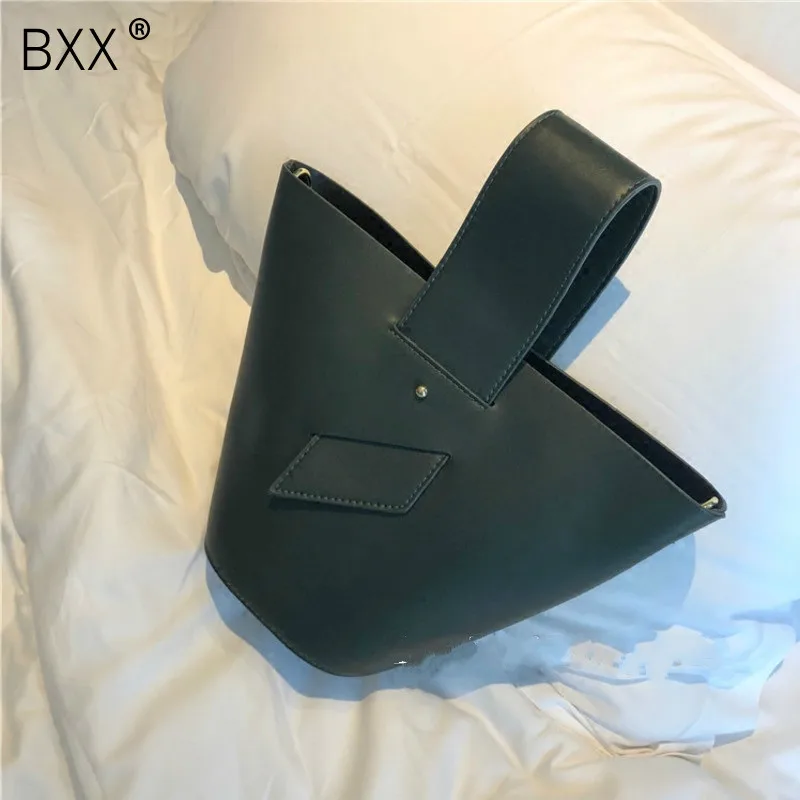 

[BXX] New Fashion Evening Handbags Solid Color PU Leather Bags For Women 2019 New Female Bucket Sloulder Crossbody Bag HE208