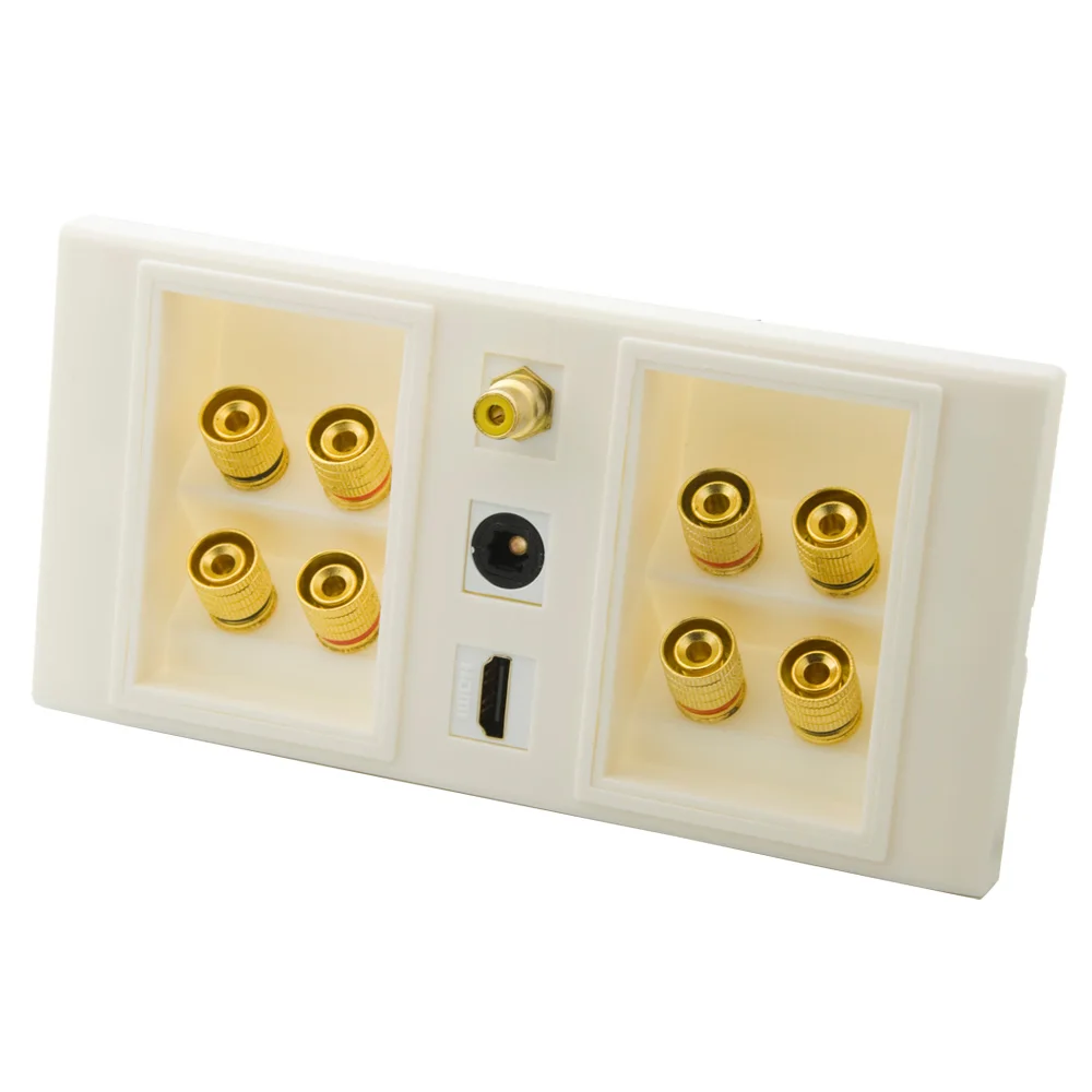 172 Dual 86 Style 4.0 Speaker Sound Box Bananna Wall Plate With Hdmi Rca Toslink Fiber Face