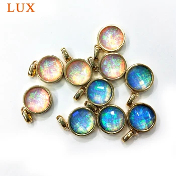 

Small Opal Round Circle pendants Gold Drop Bezel Charm 12mm Gem stone Gold Rimmed Pendant