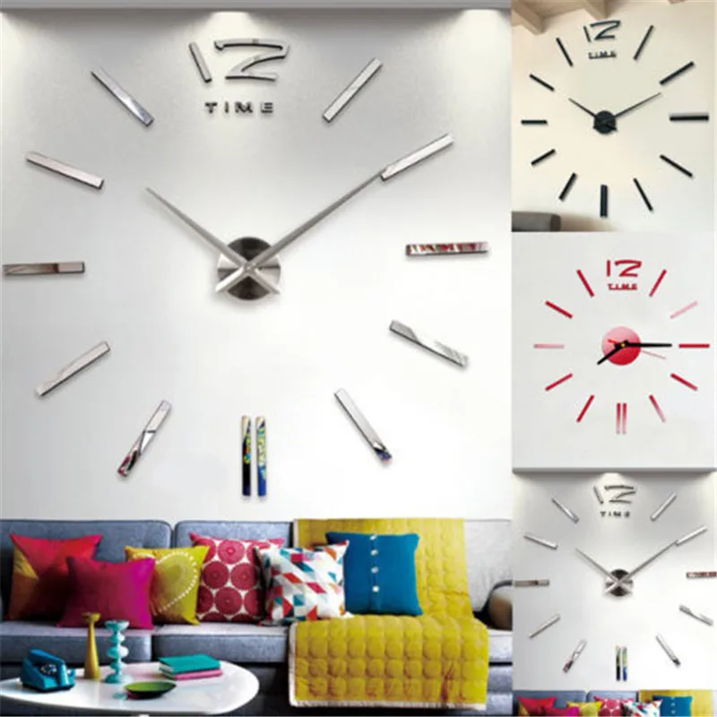 

3D DIY Wall Clock Digital Acrylic Mirror Wall Sticker Clock Wall Clocks Home Decor For Living Room Quartz Needle Watch