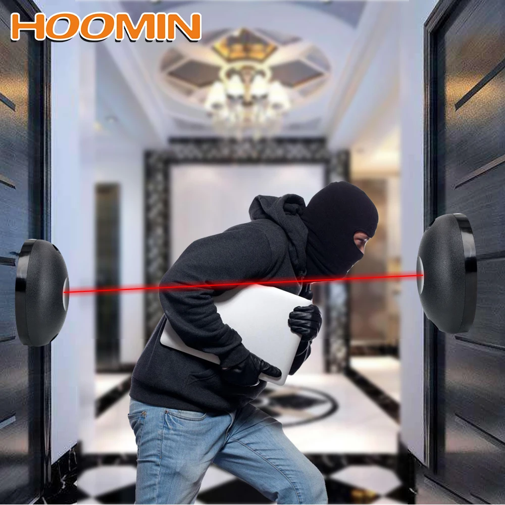 

HOOMIN External Positioning Alarm Detector for Gates Doors Single Beam Infrared Radiation Sensor Barrier Against Hacking System