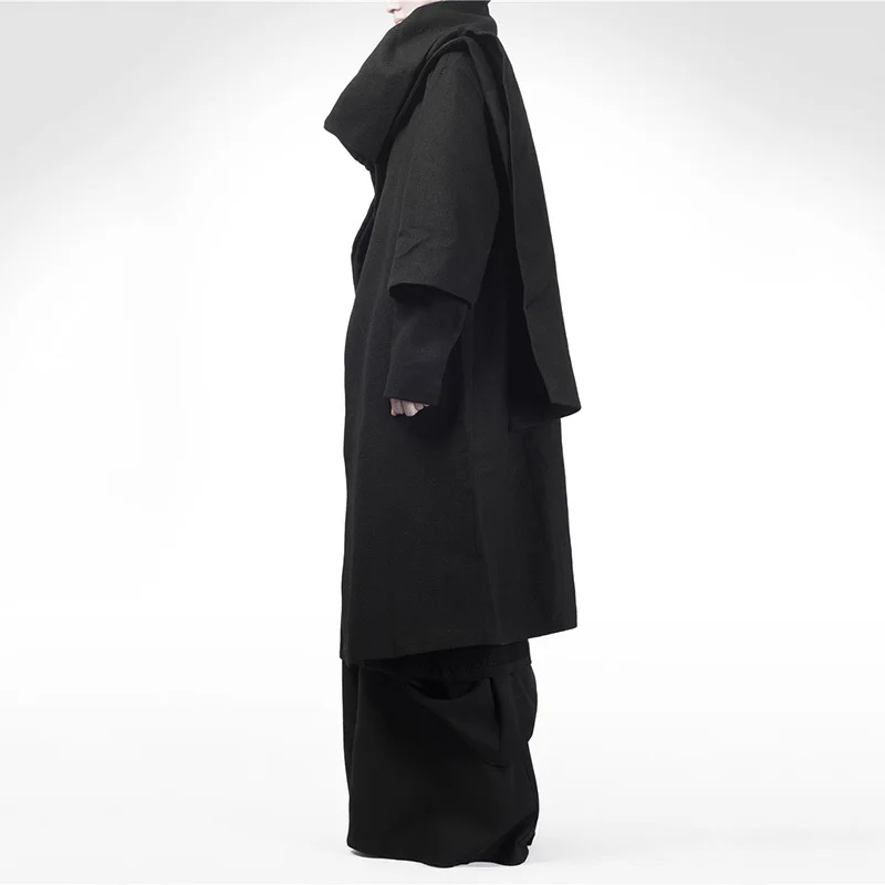 Obstrués Lâche Printemps Couleur Black eam Faux Manteau 2019 De Pièce Le187 Manches Lonh Élégant Écharpe Noir Longs Deux Solide Femme Col PRw6Yw5Fq
