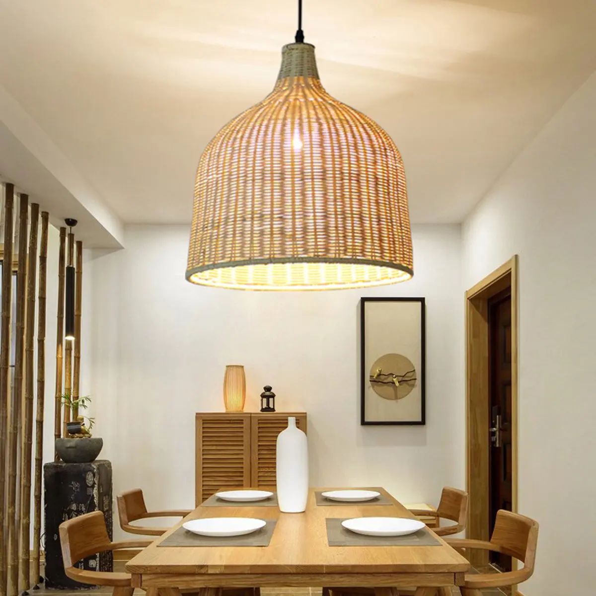  Modern Rattan Pendant Light Lamp Home Room Teahouse Decoration Fixture Bar Indoor Lighting Handmade - 32990300272