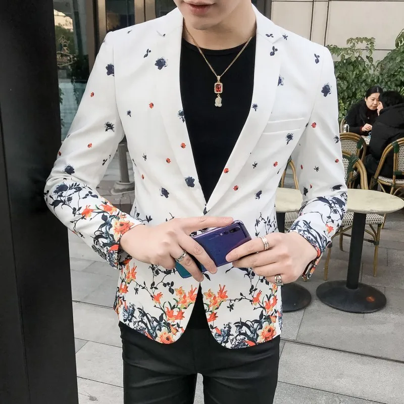 

Spring New Pattern Fashion Printing Man's Suit Nightclub Man's Suit Dress Suit Mens Flowered Blazers Casual Mens Styles Blazers