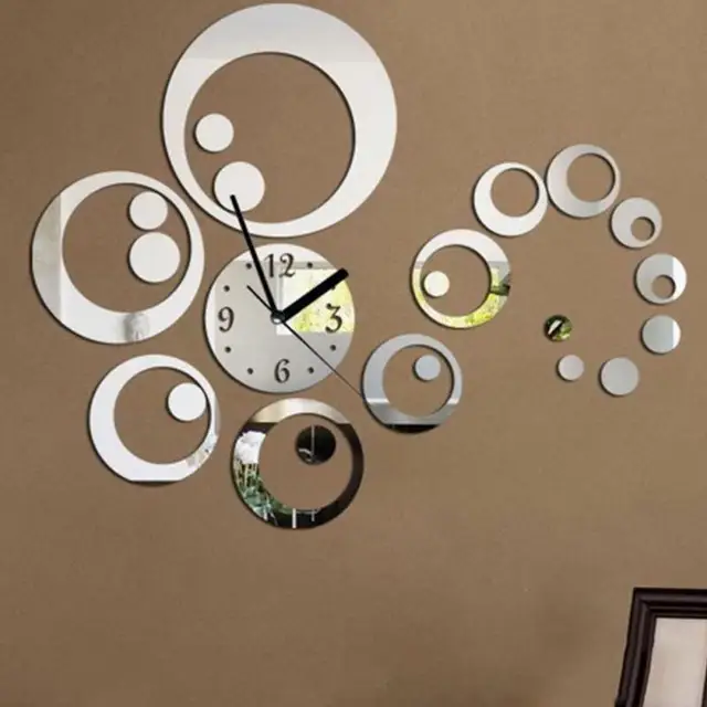 home decor large mirror sticker wall clock modern design 3d diy wall