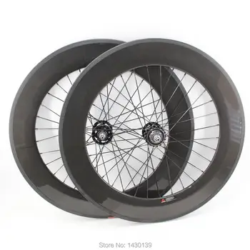 

1pair 700C 88mm clincher rim Fixed Gear Bike carbon wheelset 3K full carbon bicycle wheelset with Fixed Gear hubs Free shipping