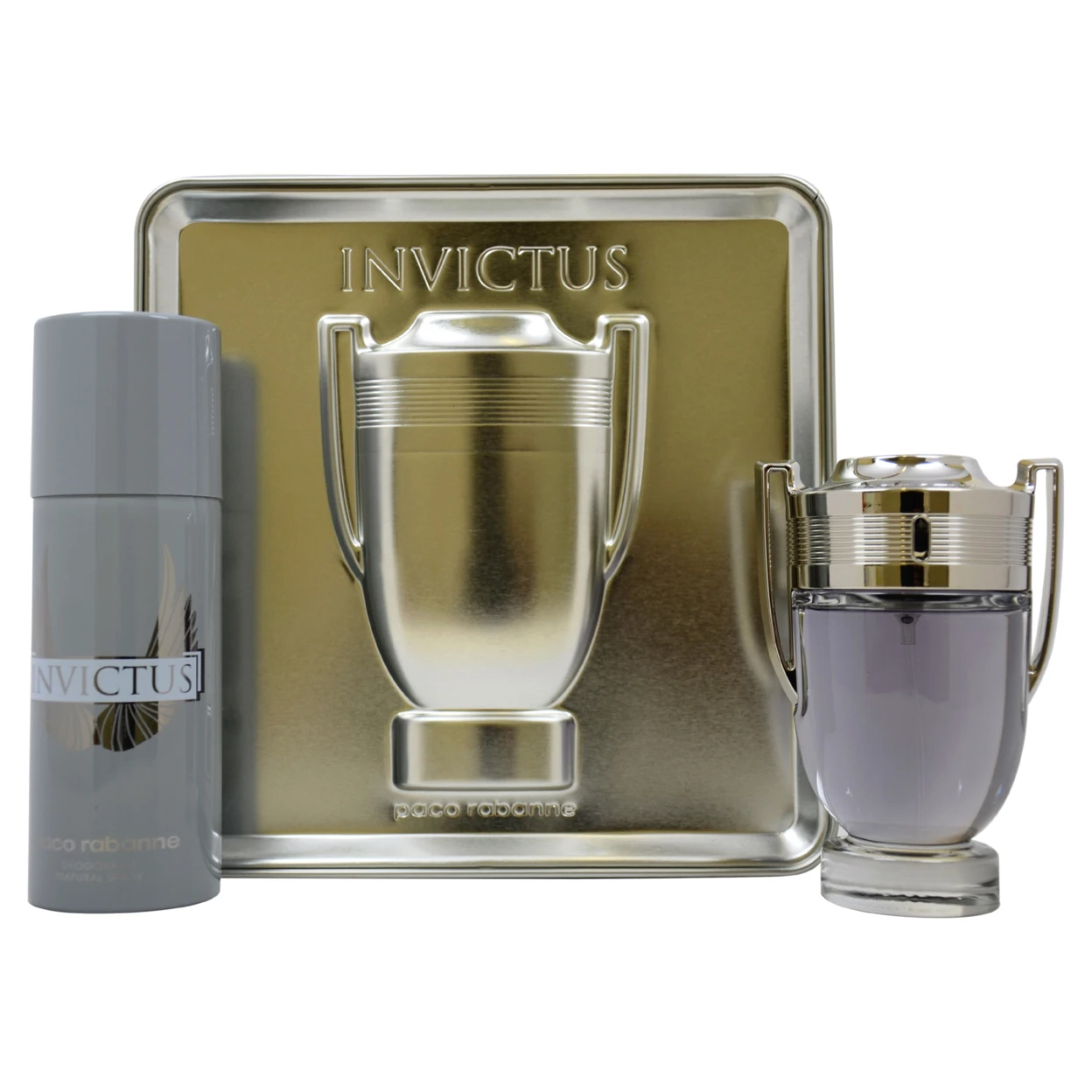 Invictus by Paco Rabanne for Men 2 Pc Gift Set 3.4oz EDT Spray, 5.1oz