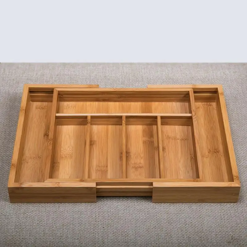 5 Сетка Bamboo расширяемый 7 отсеков лоток организатор ящик столовые приборы Кухня