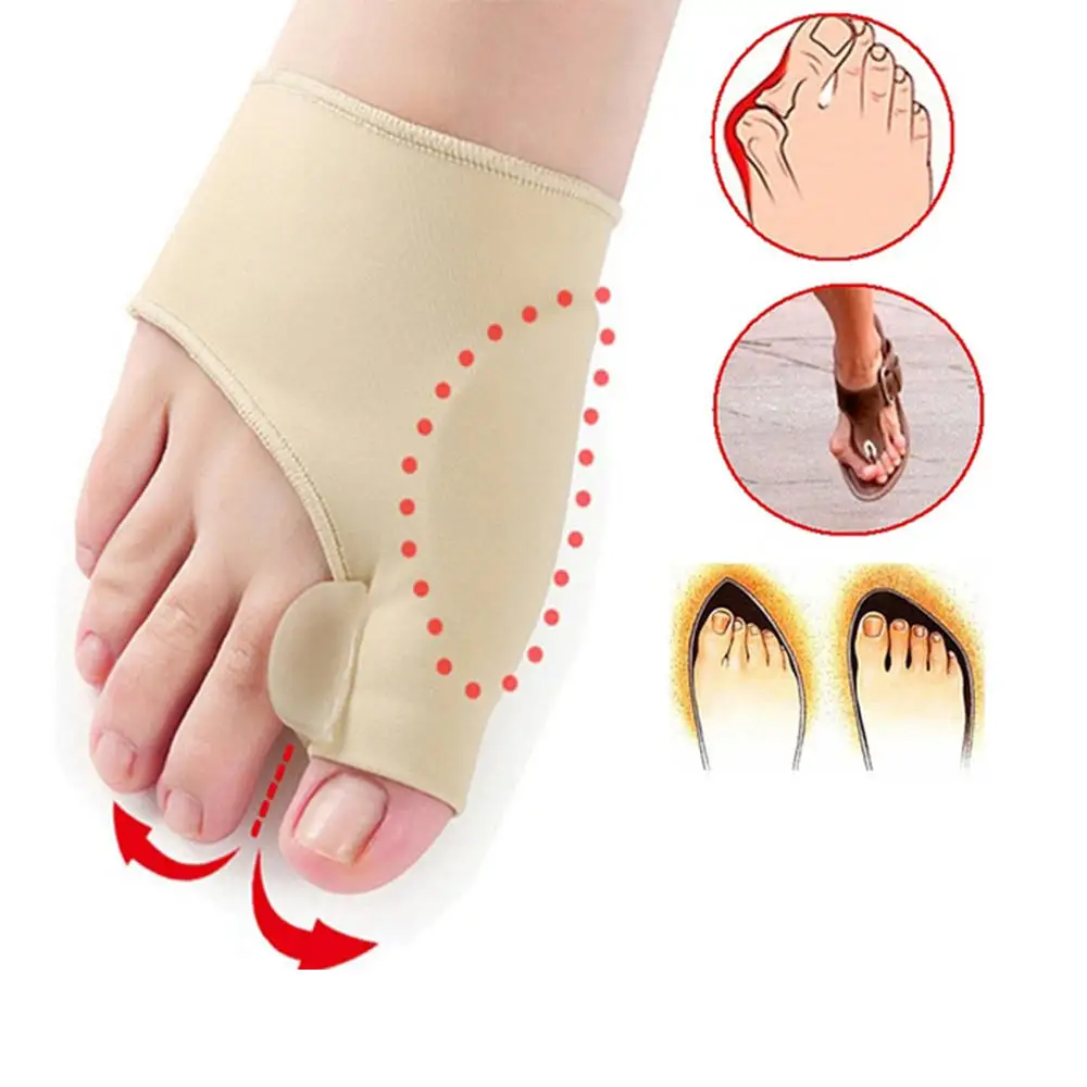Foot Care Tool 2pcs Silicone Hallux Valgus Straightener Fabric Gel Toe Bunion Corrector Pad Protector