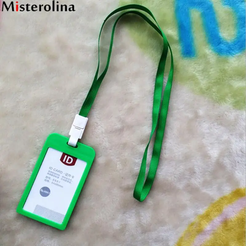 

Women Men Name Credit Card Holders Bank Card Neck Strap Card Bus Card Holders Candy Colors Identity Badge With Lanyard CX0134